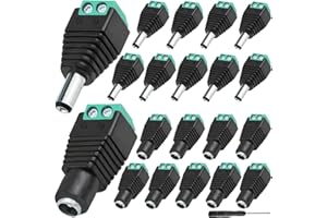 DKARDU 20 pcs DC Power Connector 5.5mm x 2.5mm Male Female Power Jack Plug Adapter with Screwdriver, for CCTV Camera Security