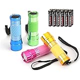 EverBrite 4-Pack Mini LED Aluminum Flashlight Party Favors Colors Assorted for Hurricane Supplies with Handle Glow in Dark