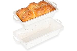 Vinino 2 Pack Silicone Bread Loaf Pan with Metal Reinforced Frame, 9.5 x 5 in Non-stick Silicone Loaf Pan for Baking, Durable Silicone Bread Pan for Oven Dishwasher Safe - Cream
