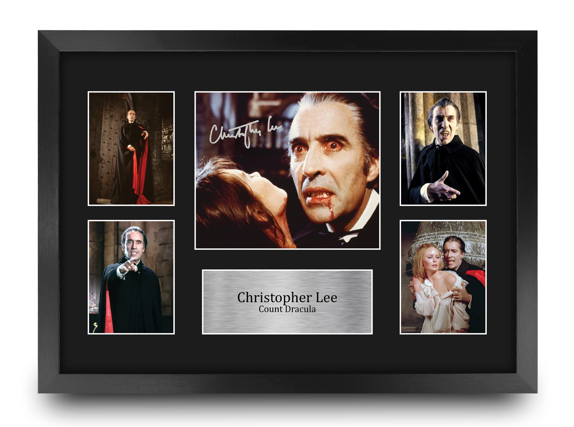 HWC Trading FR A3 Christopher Lee Dracula Count Dracula Gifts Printed Signed Autograph Picture for Movie Memorabilia Fans - A3 Framed