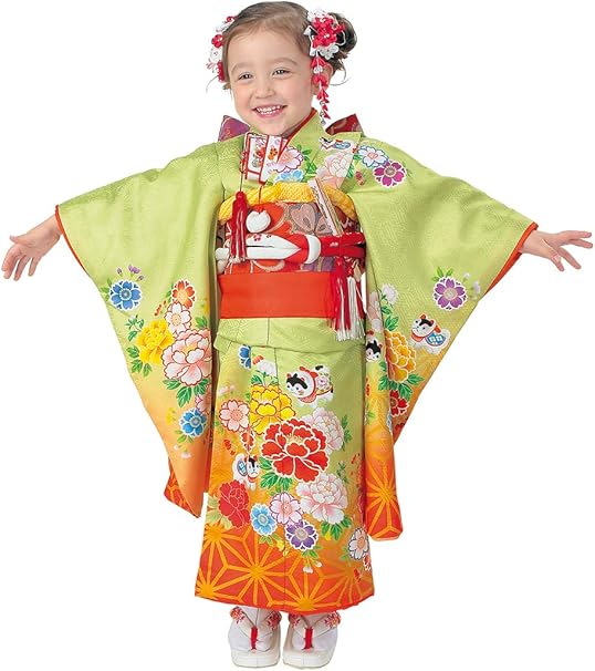 Amazon 京都室町st 七五三 3歳 着物 セット女の子 R K リョウコ キクチ ブランド 女の子 三つ身着物 小寸結び帯フルセットrk3b 37ful 着物 浴衣 通販