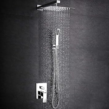 Saeuwtowy Modern Recessed Shower Set Shower Head Rain Tap Hidden