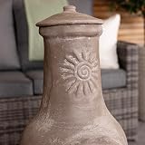 Charles Bentley Medium Clay Chimenea Patio Heater Rustic Sun Design view 3
