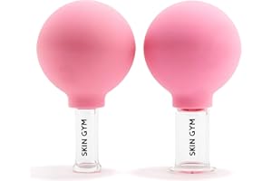 Skin Gym Facial Cupping Set, Glass Face Cupping Tool for Massage Therapy, Sculpting, & Toning Chin, Jawline & Neck, 2 Piece
