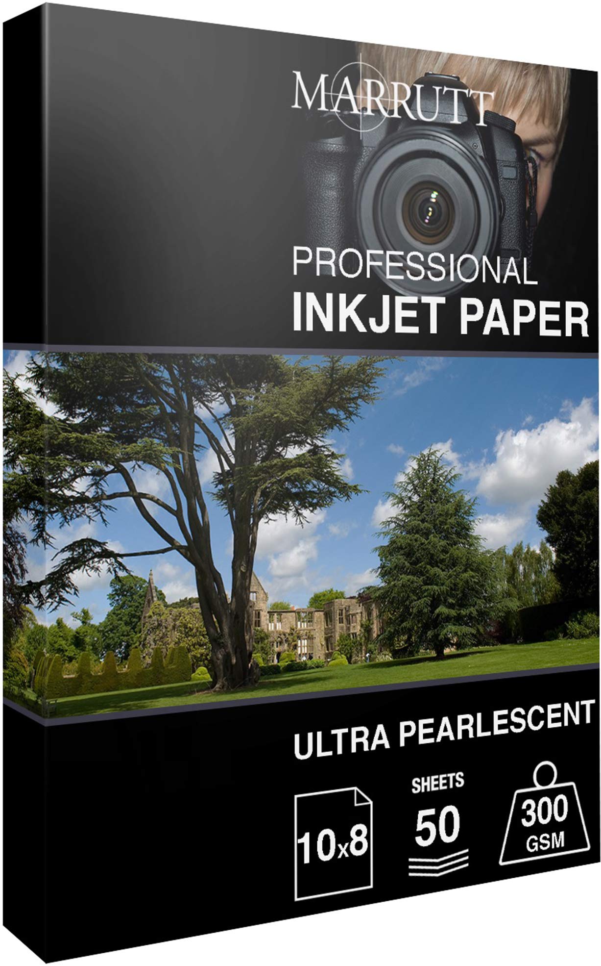 Marrutt 300gsm Ultra Pearlescent Hi-White Inkjet Photo Paper (10" x 8" - 50 Sheets)