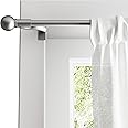 Zenna Home Tension Curtain Rod, No Drill Adjustable Window Curtain Rod with Decorative Round Finials, Easy Install Telescoping Rod, 28 - 48 Inches, Brushed Nickel