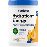 Nutricost Hydration + Energy Powder (Peach Mango) 60 Servings | Electrolytes, 100mg Caffeine, Zero Sugar, Gluten-Free, GMO-Free