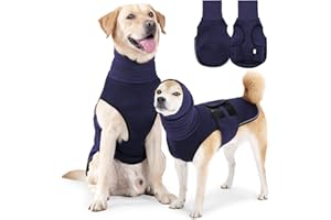 ODSSTAIPS Dog Anxiety Vest Hoodie,Dog Thunder Jacket Anxiety Calming Vest with Hoodie Head Cover Sleeves,Dog Anxiety Relief Coat Hooded for Thunderstorm,Travel and Vet Visits,Blue L