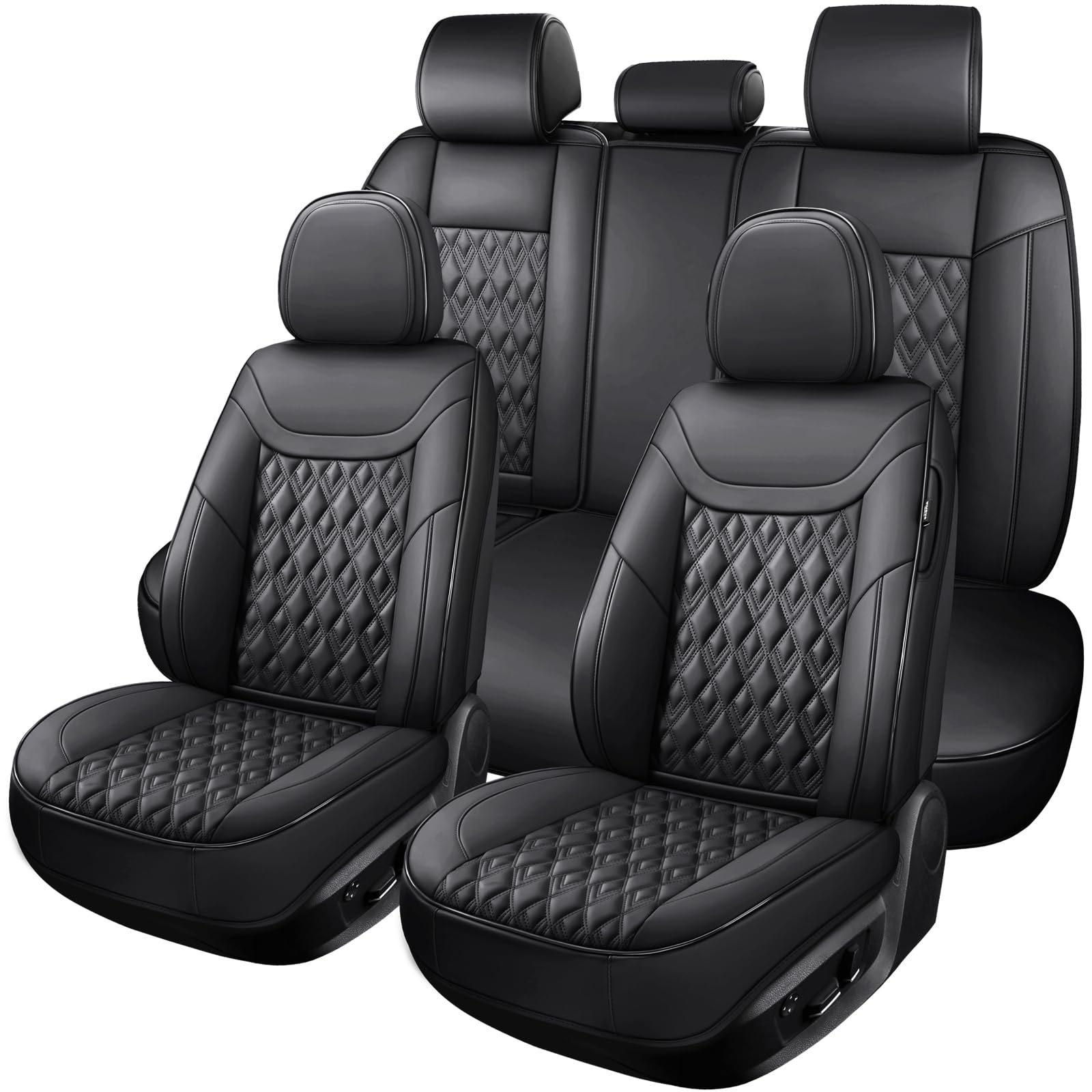 Photo 1 of COMFDRIVE Car Seat Covers Full Set, Leather Seat Covers for Cars, Car Seat Protector Waterproof, Non-Slip,Bright and Shiny seat Covers Make Your Vehicle Look, 5Seaters,Full Set,Black