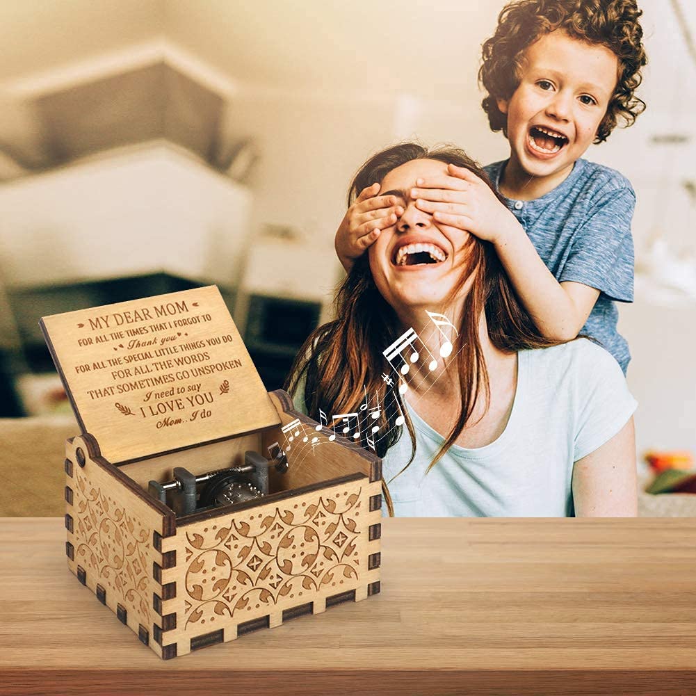CAMKONG You are My Sunshine Wooden Music Box, Laser Engraved Retro Wooden Sunshine Music Box Gift for Birthday/Mother