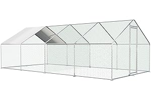 Belinova Chicken Coop Large Metal Chicken Run Pen for 20 Chickens Poultry Cage with Waterproof Cover for Walk-in Chicken Run for Yard Outdoor