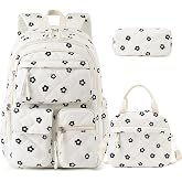 DIGOBAY 3PCS Quilted Backpack for Girls, Cute Girls Backpack with Lunch Box Pencil Case for Teens Girl, Lightweight School Backpack for Kids Girl Bookbag for Elementary Middle High College School