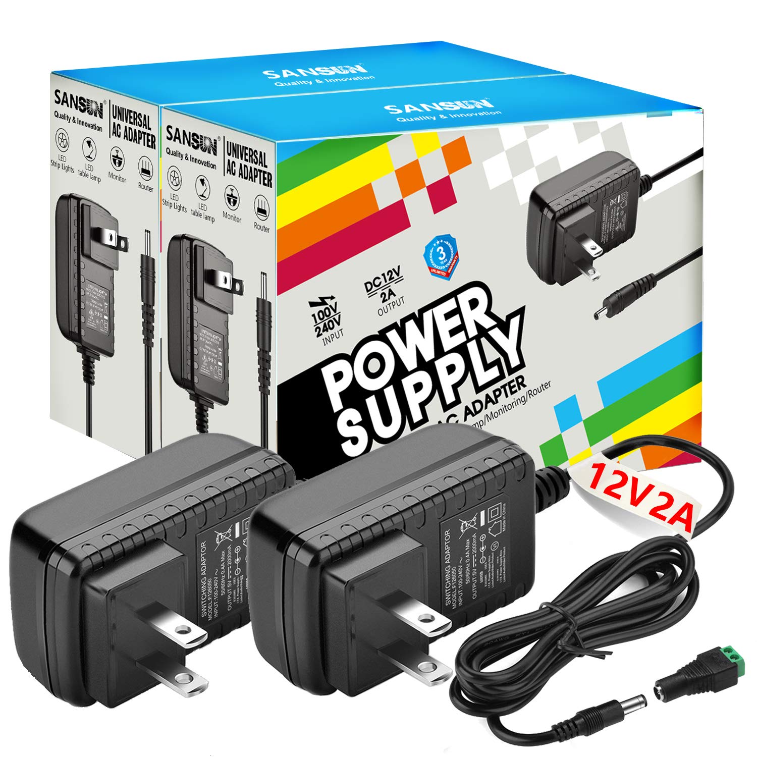12V DC Power Supply, SANSUN 12 Volt Power Supply for LED Strip Lights