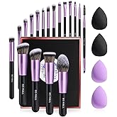 BS-MALL Makeup Brushes Premium Synthetic Foundation Powder Concealers Eye Shadows Makeup 18 Pcs Brush Set with 4 Pcs Makeup sponge Set