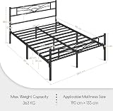 Yaheetech 4ft6 Double Bed Frame Cloud Headboard Metal Slats 363kg Black view 8