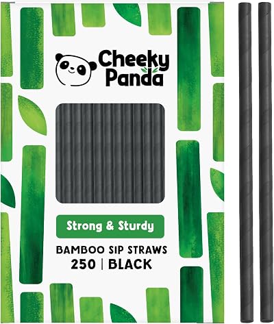 The Cheeky Panda Disposable Paper Cocktail Straws Black 250 Pack Bamboo