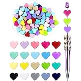 80PCS FIVEIZERO Focal Beads,Love Heart Bead,Heart-Shaped Valentine's Day Silicone Beads for Keychain, Pens and Bracelets Making, Silicone Focal Bead for DIY Crafting