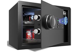 XDeer Biometric Safe Box, Quick-Access Security Safe Box with Upgraded Fingerprint, Steel Handgun Safe Lock Box for Kid/Home/Office (0.78 Cubic Feet)