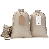 Tapleap Burlap Gift Bags with Drawstring - 30Pcs 8x12 Original Sacks for Wrapping Halloween Favors, For Birthday, Wedding, Baby Shower, Party or Household Use