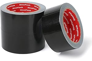 SinoPack 3 Pack Duct Tape Heavy Duty Waterproof Black Duct Tape Total 60 Yards x 1.88 Inch x 9Mils,Strong Adhesive Duct Tape for Indoor Outdoor Repairs Tear by Hand