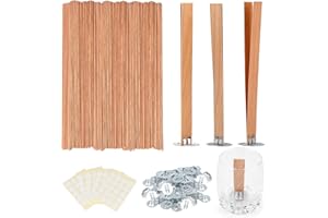 Ziosxin 400pcs Smokeless Cherry Wood Candle Wicks-Long Lasting Flame-Easily Burn, Candle Cores with Stand and Glue Dot