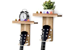 JOSOJOOU 2 Pack Guitar Wall Mount, Wood Guitar Wall Hanger, Ukulele Wall Mount Stand for Classical Guitar, Acoustic Guitar, Electric Guitars, Ukulele, Bass