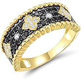 Santuzza 925 Sterling Silver Gemstone Ring Rose Gold Plating Black Spinel Cubic Zirconia Ring for Women