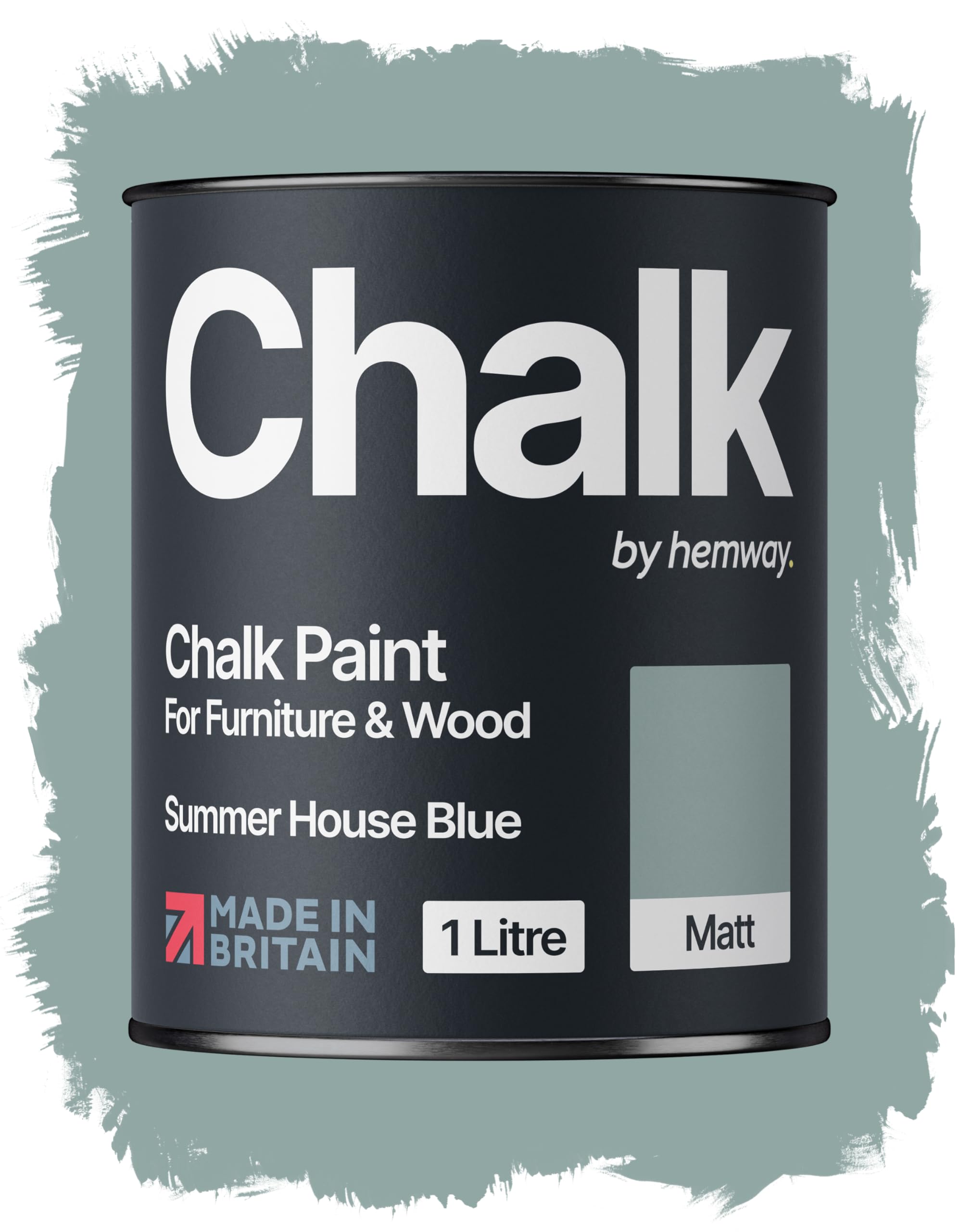 Hemway Chalk Paint Summer House Blue Furniture Paint 1L, Matt Finish Shabby Chic, Chalk Furniture & Walls, Quick Dry & 1 Coat
