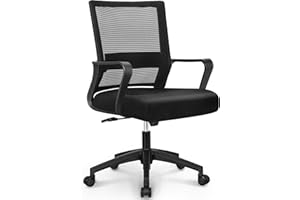 NEO CHAIR Office Desk Chair Ergonomic Mid Back Mesh with Lumbar Support Comfy Cushion Swivel Adjustable Height Gaming Chairs for Home Office (Black)