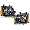 Headlight Assembly Pair Compatible with Nissan Xterra 2005-2015, Factory-OE-Style Halogen Headlamp Replacements for 26010-EA025 26060-EA025, w/o Bulb, Black Housing Clear Lens Yellow Corner