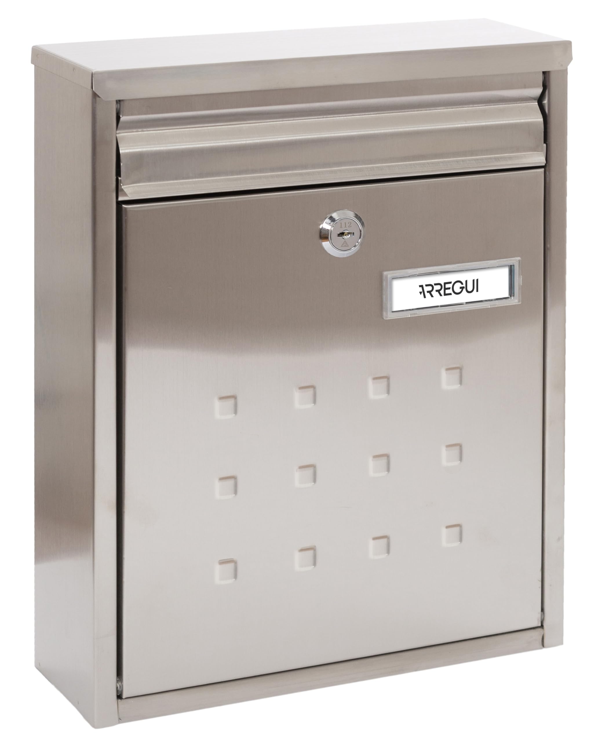 ARREGUI Dime V1327 Stainless Steel Exterior Mailbox, Size M (DIN A4 Mail and Magazines), Individual Mailbox, Wall Mailbox, Groupable, Narrow Bottom, Anti-Corrosive, Easy to Install, Stainless Steel