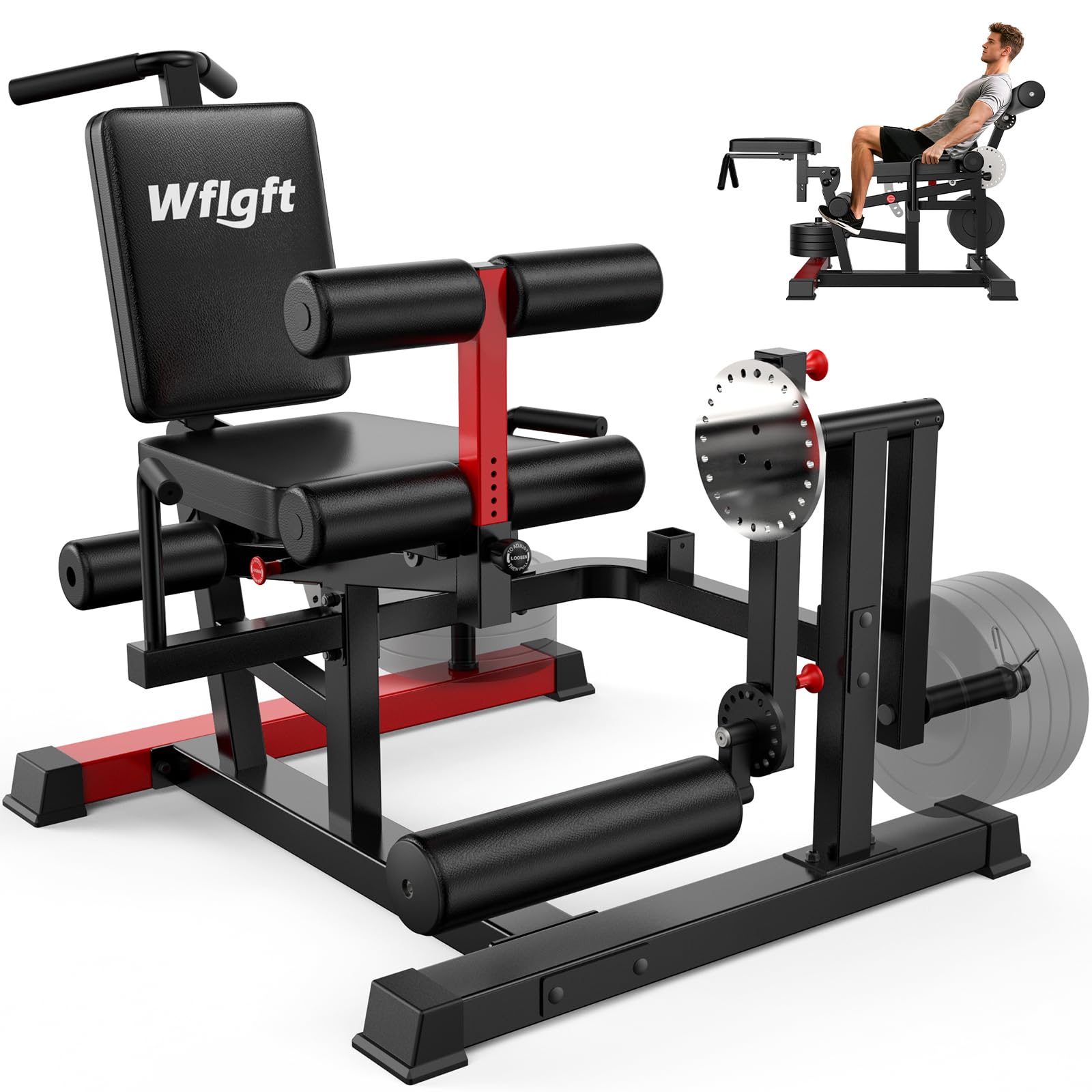 Leg Extension and Curl Machine,Adjustable Leg Curl Machine for Home Gym,4 in 1 Lower Body Workout Machine with 1000LB Capacity,Leg Workout Equipment Compatible with 1" and 2" Plates