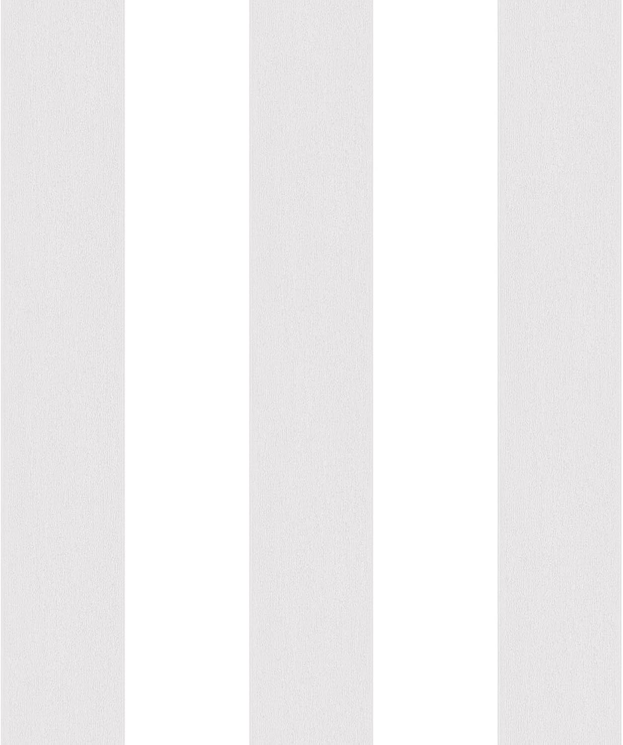 Galerie G67581 Smart Stripes 2, Wide Stripes Design Wallpaper, Light Grey/White, 10m x 53cm