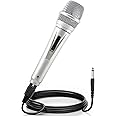 Adamantite Dynamic Karaoke Microphone for Singing, Handheld Wired Microphone, 13ft Cable and Magnetic Switch, Perfect for Speakers, Karaoke Machines, Amplifiers, Mixers (Silver)