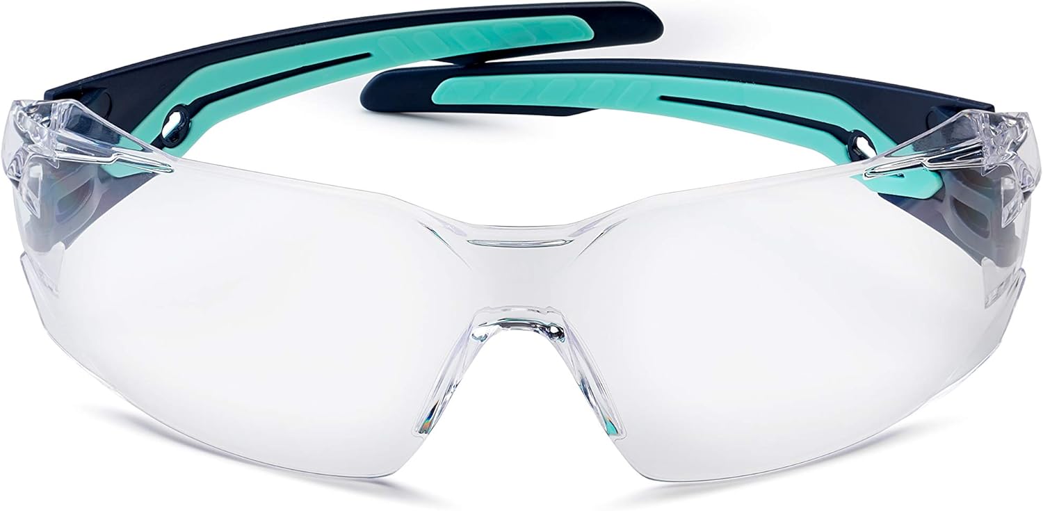 Bollé Safety SILEXPSI, Silex Safety Glasses Anti-Scratch/Anti-Fog, Black Blue Frame, Clear Lenses, Black & Blue, Universal: Sports & Outdoors