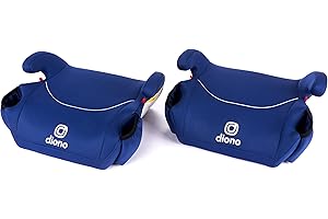 Diono Solana, No Latch, Pack of 2 Backless Booster Car Seats, Lightweight, Machine Washable Covers, Cup Holders, Blue