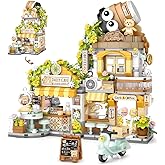 MindBox City Cafe Building Blocks Toys, Openable Coffee Shop Building Set for Boys Girls Age 8+,1077pcs Mini Bricks (Green)