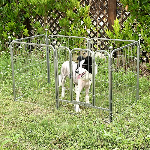 okdeals Heavy Duty Pet Playpen,6 Panel Folding Metal Dog Exercise Fence With Door fit for Indoor Hall Doorway Stairs, Fits Small Medium Animals