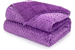 UINIU Sherpa Fleece Weighted Blanket for Adults Queen Size 15lbs, Minky Dot Soft Flannel Heavy Blankets for Stress Relief and Sleep Promotion, Cozy Plush Weighted Throw for Couch Bed, 60" x 80"