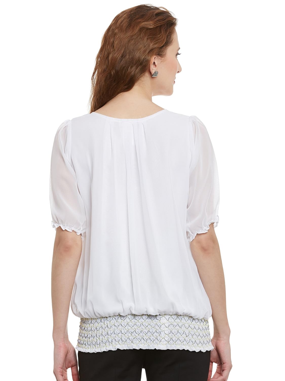 eyelet poly georgette regular tops