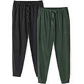 DAVID ARCHY Men's Pajama Pants Cotton Bottoms Soft Lightweight Loungewear with Drawstring and Pockets 2 Pack