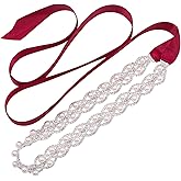 WEZTEZ Crystal Wedding Belt Pearls Bridal Belt Handmade Rhinestone Wedding Dress Belt for Bride Bridesmaid Gowns