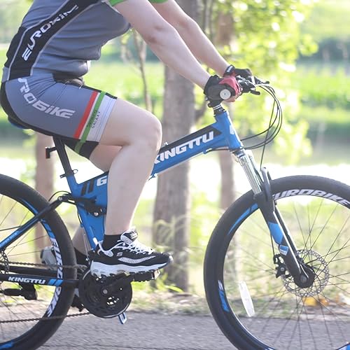 EUROBIKE Folding Bike,26” Full Suspension Mountain Bike, 21 Speed - Main Image