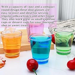 Encheng Colorful Shot Glasses Set of 6,Round 1.6oz