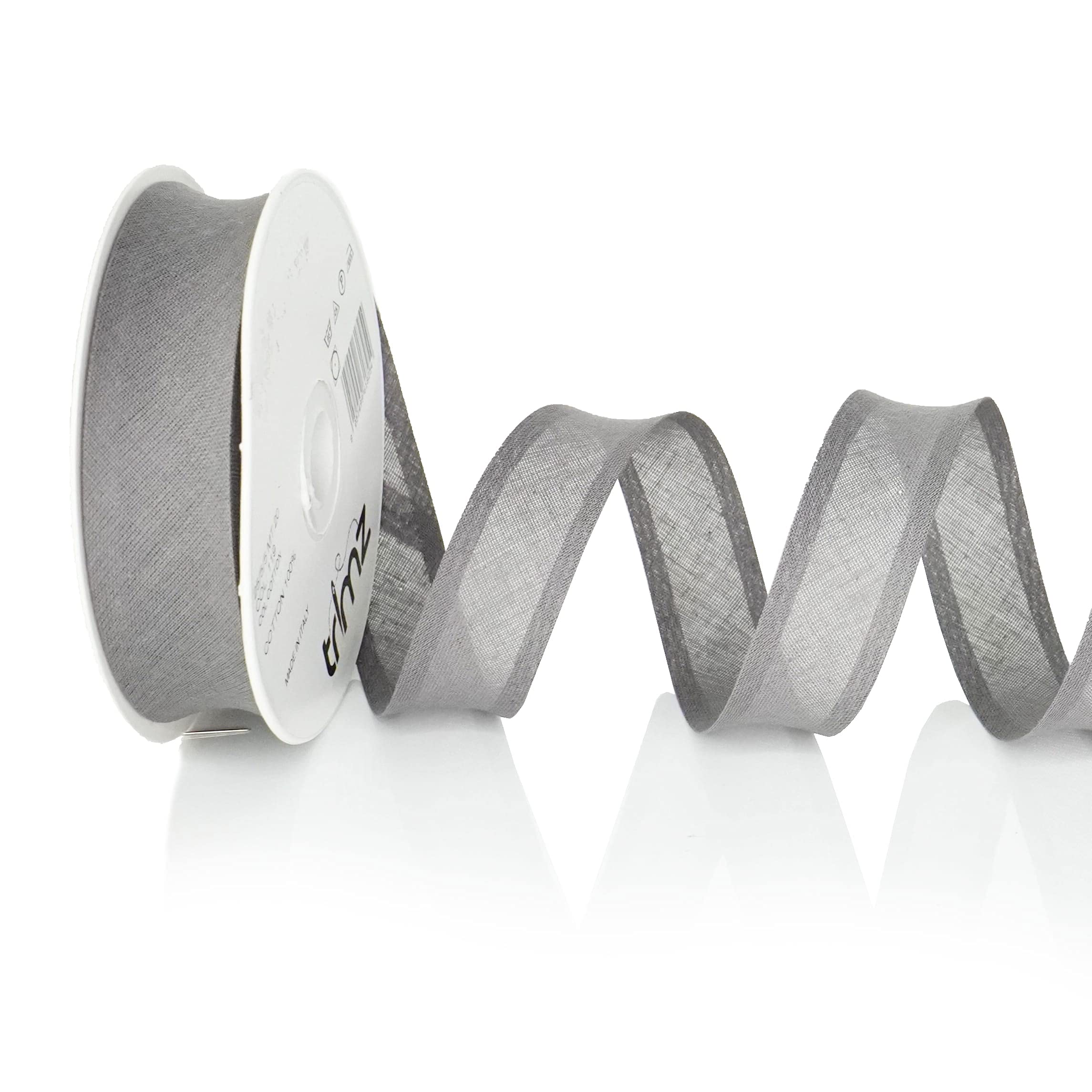 Trimz 25/5/5 mm Cotton Bias Binding, Dark Grey 119 – Double‑Fold Sewing Tape for Quilting, Dressmaking & DIY Crafts