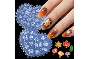 LIFOOST 3D Maple Leaf Nail Art Molds Autumn Fallen Leaves Silicone Nail Tools Craft Carving Template for Thanksgiving Day DIY Manicure Decoration