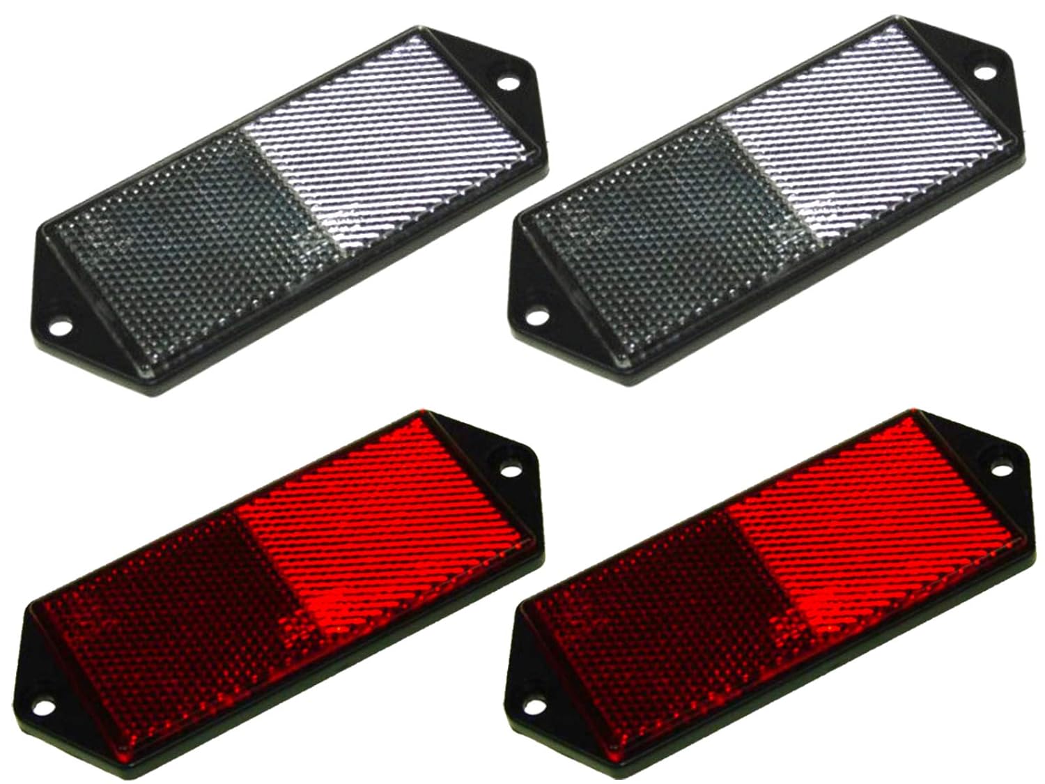 4 Maypole Trailer Reflectors 2X Red 2X Clear White Screw Mount