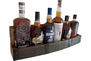 RELODECOR Whiskey & Wine Barrel Shelf: Wall-Mounted Wooden Display Rack for Displaying Liquor Bottles, Rustic Bourbon Whiskey Barrel Wine Rack, Perfect for Home Bar and Wine Enthusiasts or Fathers