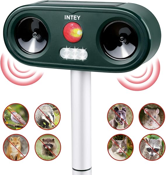 INTEY Cat Repellent Ultrasonic, Animal Repeller Deterrent Outdoor