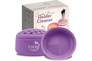 CallaBurst 3 in 1 Silicone Makeup Brush Cleaner - Make up Brush Cleaner Mat with Makeup Brush Drying Rack & Brush Organizer, Silicone Washing Tool Cleaning Bowl for Beauty Cosmetic Brushes (Purple)